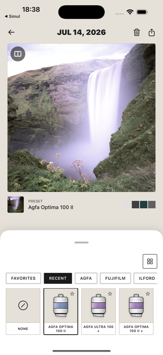 Simul Studio's live film preset library